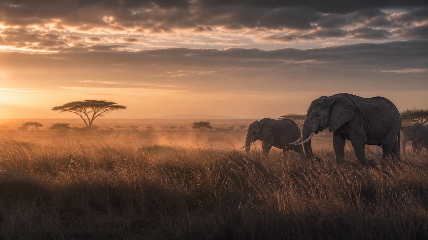 Elephants at dawn